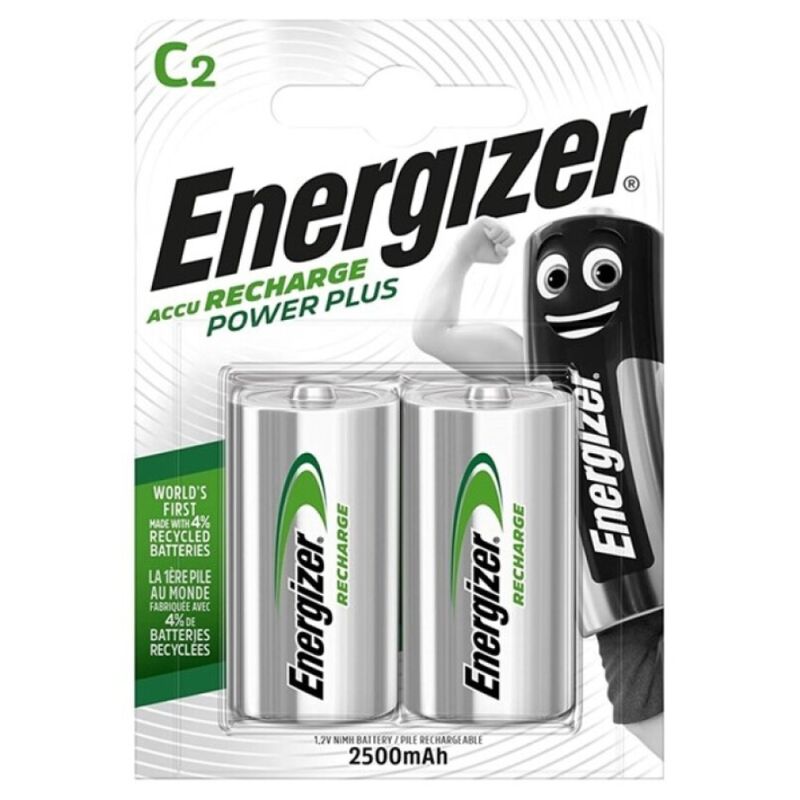 Batterie Ricaricabili C HR14 Energizer Power Plus — 2500 mAh, 2 pz