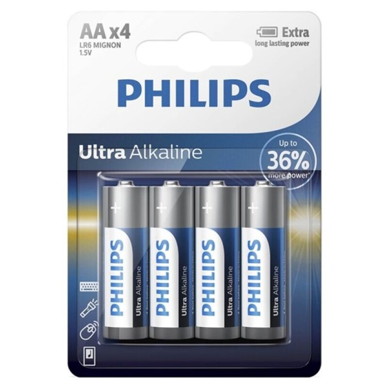 Batterie Alcaline AA Philips Ultra Alkaline LR6 — 4 Unità