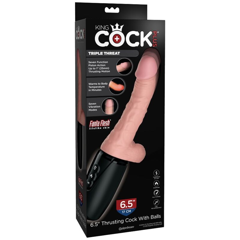 Dildo Realistico Vibrante con Spinta King Cock Plus — Pelle Chiara