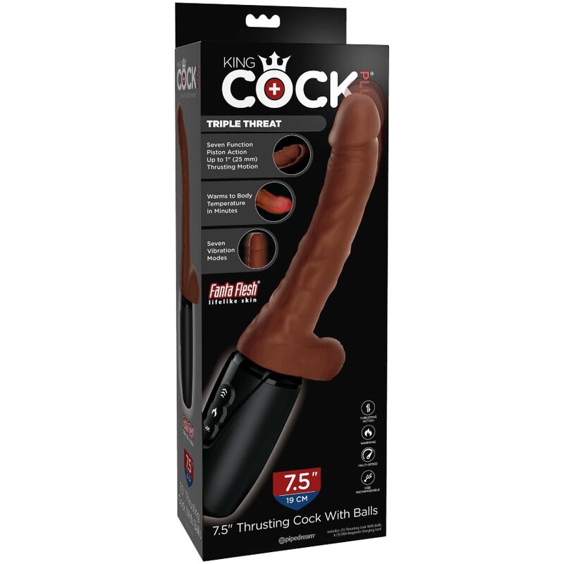 Dildo Realistico Vibrante King Cock Plus Triple Threat — 3 Funzioni