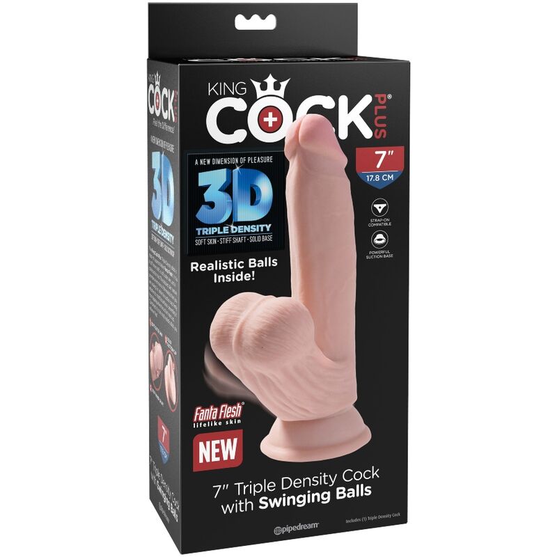 Dildo Realistico con Sfere Oscillanti King Cock Plus — 15,2 cm