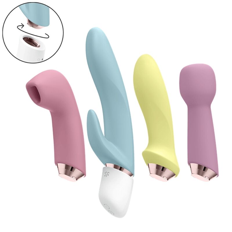 Kit Vibratore Rabbit e Succhia Clitoride Satisfyer Marvelous Four