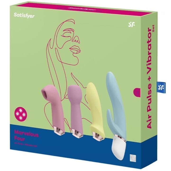 Kit Vibratore Rabbit e Succhia Clitoride Satisfyer Marvelous Four