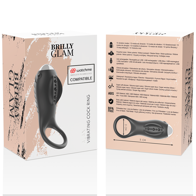 Anello Fallico Vibrante con Guaina Brilly Glam Alan — Wireless