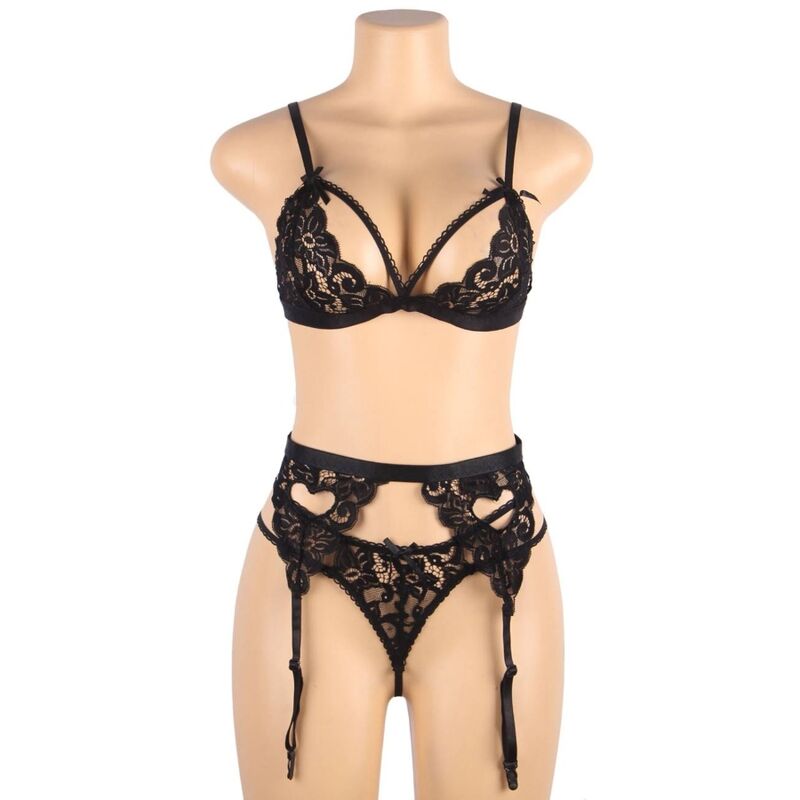 Lingerie Sexy Set 3 Pezzi Subblime — Bra, Reggicalze e Perizoma L/XL