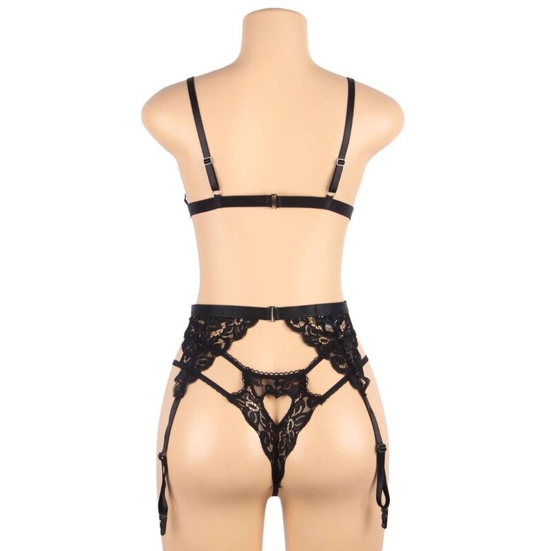 Lingerie Sexy Set 3 Pezzi Subblime — Bra, Reggicalze e Perizoma L/XL