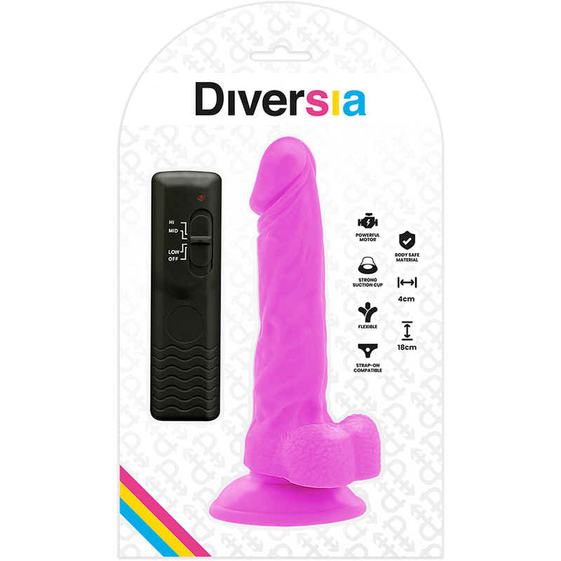 Dildo Vibrante Flessibile Diversia — 18 cm, Viola