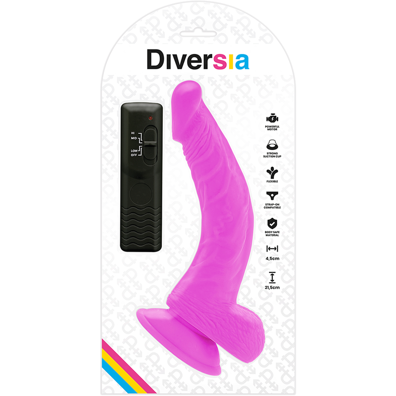 Dildo Vibrante Flessibile Diversia — 21.5 cm, Viola