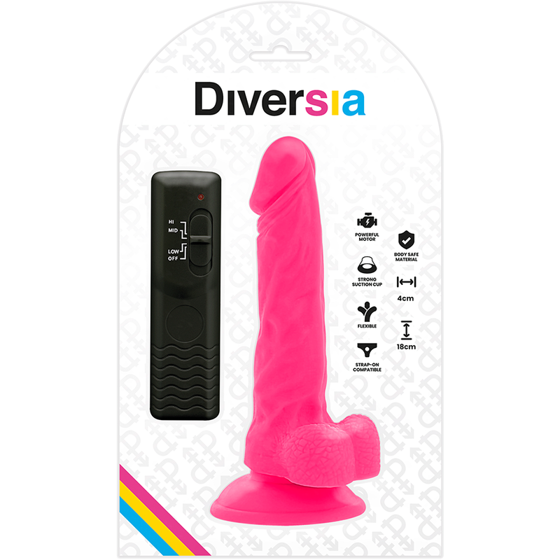 Dildo Vibrante Flessibile Diversia — 18 cm, Rosa