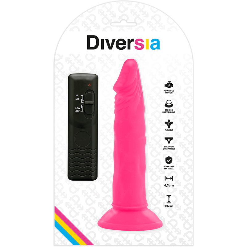Dildo Flessibile Vibrante Diversia — Silicone Rosa, 23 cm