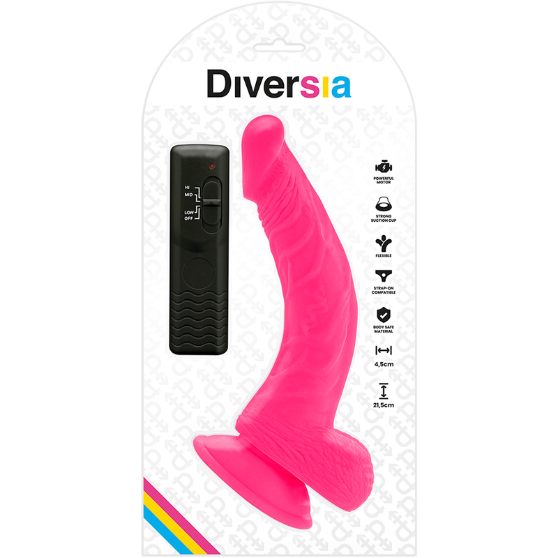 Dildo Vibrante Flessibile Diversia — 21,5 cm, Rosa