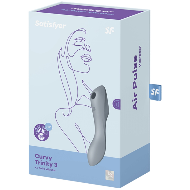 Vibratore Rabbit Air Pulse Satisfyer Curvy Trinity 3 — Grigio
