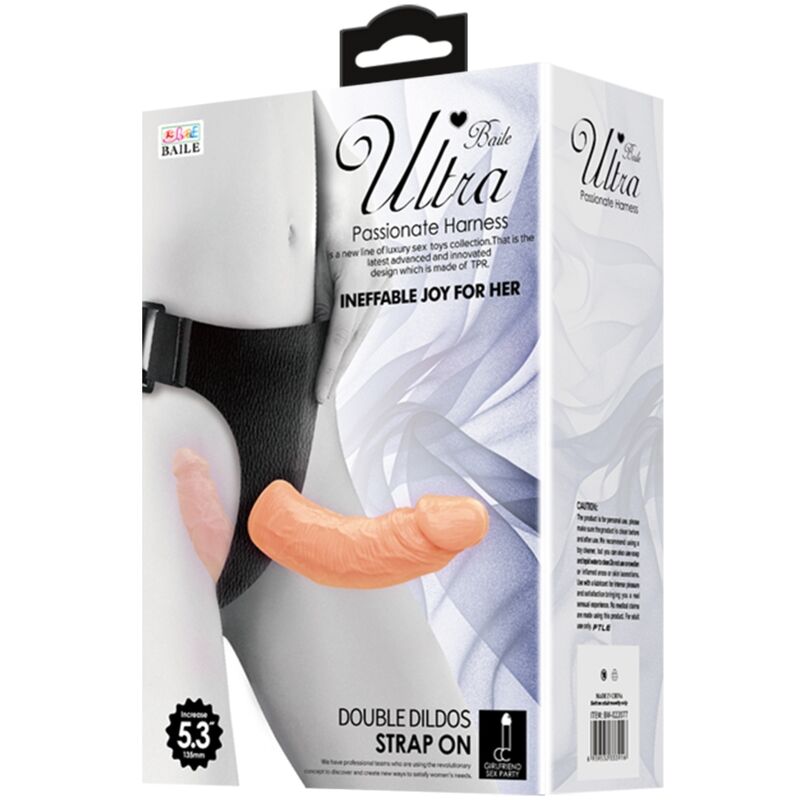 Imbracatura Strapless con Doppio Dildo Baile Ultra — TPR