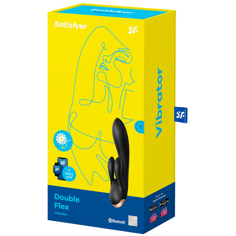 Vibratore Rabbit App-Connected Satisfyer Double Flex — Nero