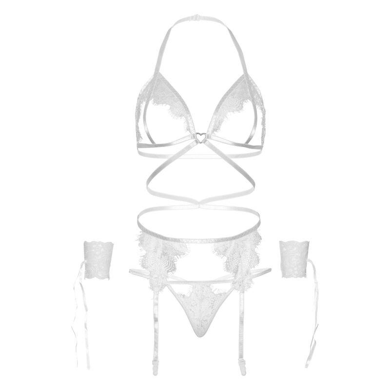 Set Lingerie Sexy 4 Pezzi Leg Avenue — Bianco, Taglia Unica