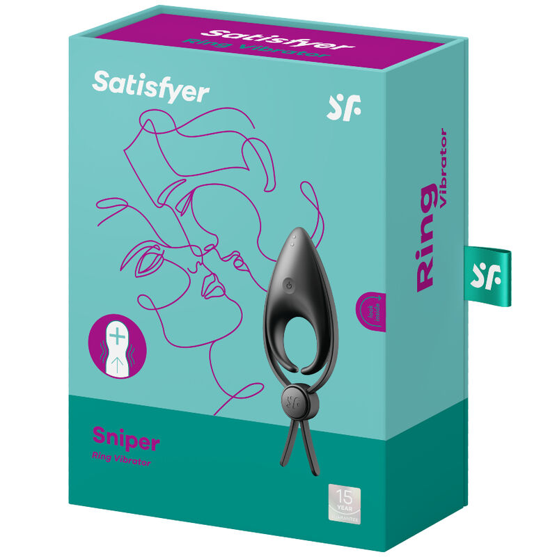Anello Fallico Vibrante Satisfyer Sniper — Silicone, Nero