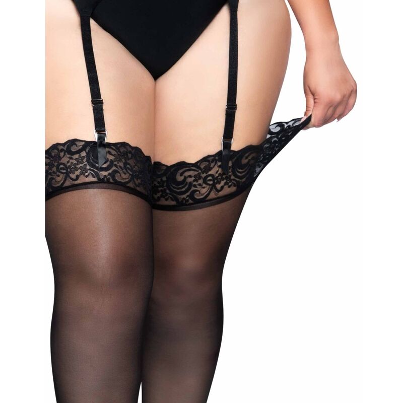 Calze in Nylon con Balza in Pizzo Leg Avenue — Plus Size