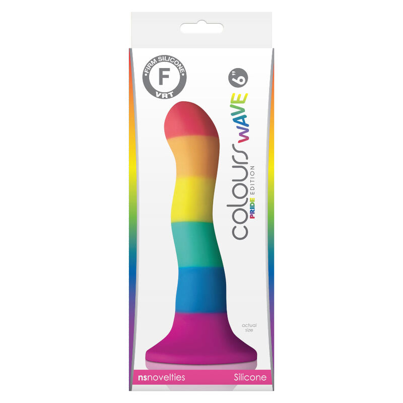 Dildo con Ventosa Pride Colors Wave — Silicone, 17 cm