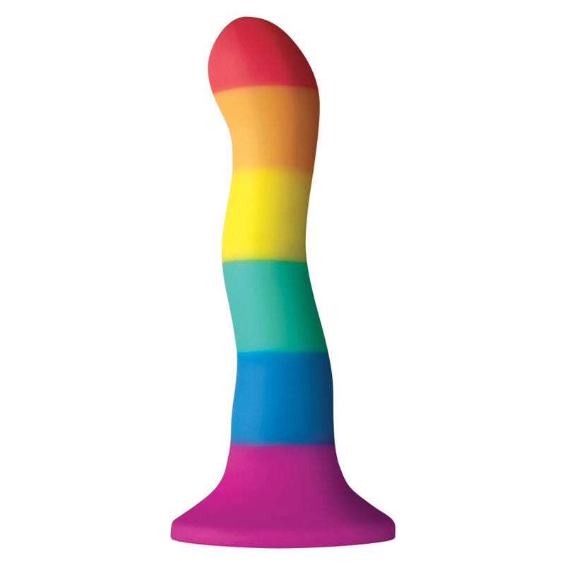 Dildo con Ventosa Pride Colors Wave — Silicone, 17 cm