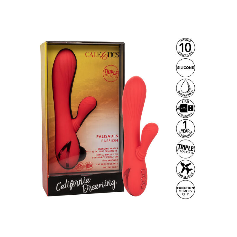 Vibratore Rabbit Riscaldato Calexotics Palisades Passion — Rosso