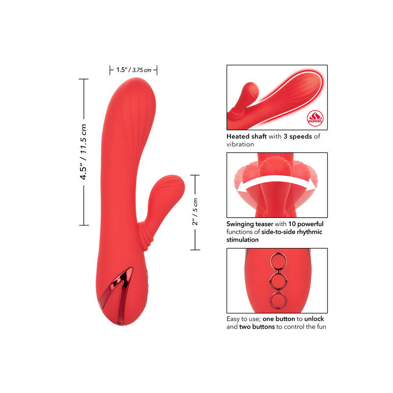 Vibratore Rabbit Riscaldato Calexotics Palisades Passion — Rosso