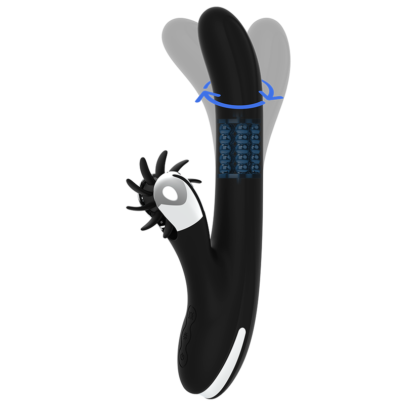 Vibratore Rabbit Black&Silver Bunny Storm — Rotante Multifunzione