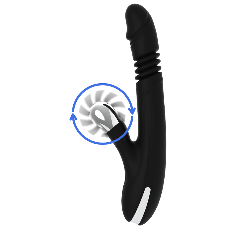 Vibratore Rabbit Black&Silver Vibra — Silicone, Multifunzione