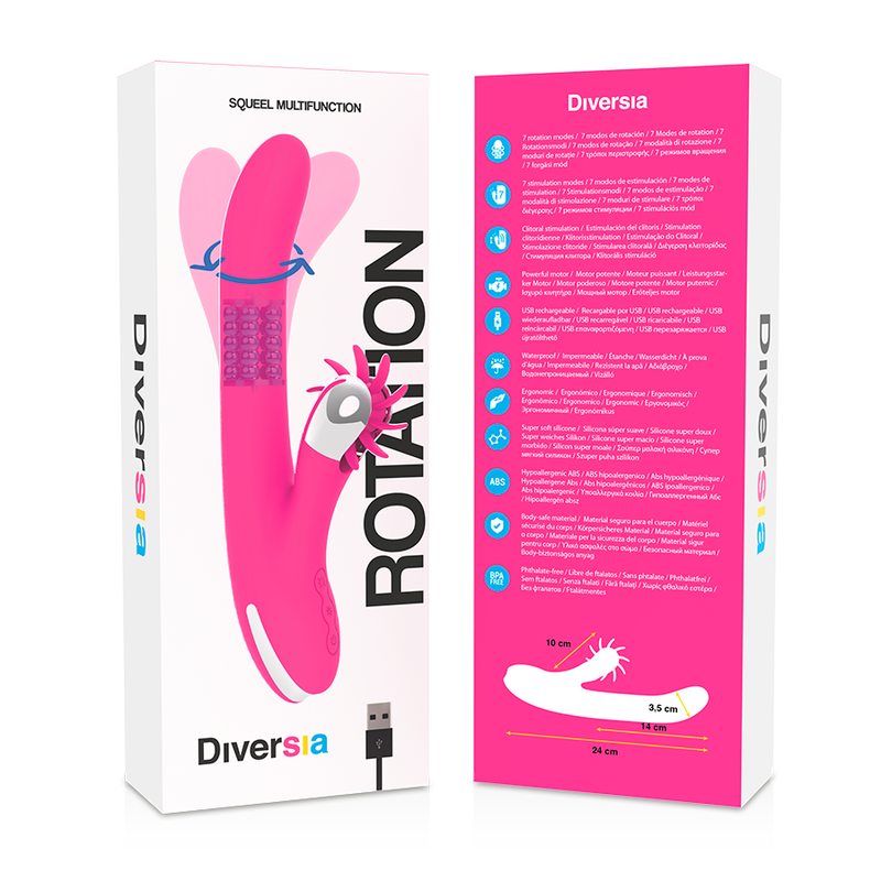 Vibratore Rabbit Rotante Diversia — Silicone, 24 cm