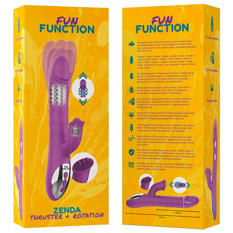 Vibratore Rabbit Thrust e Rotazione Fun Function Zenda