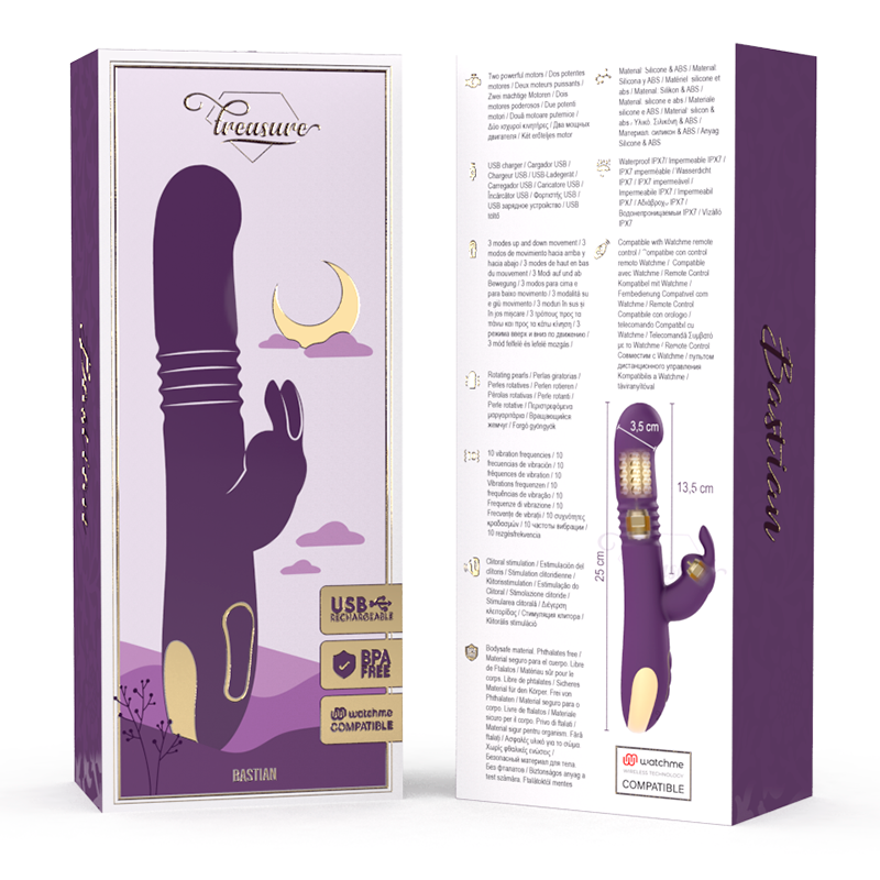Vibratore Rabbit Rotante Treasure Bastian — Wireless Watchme