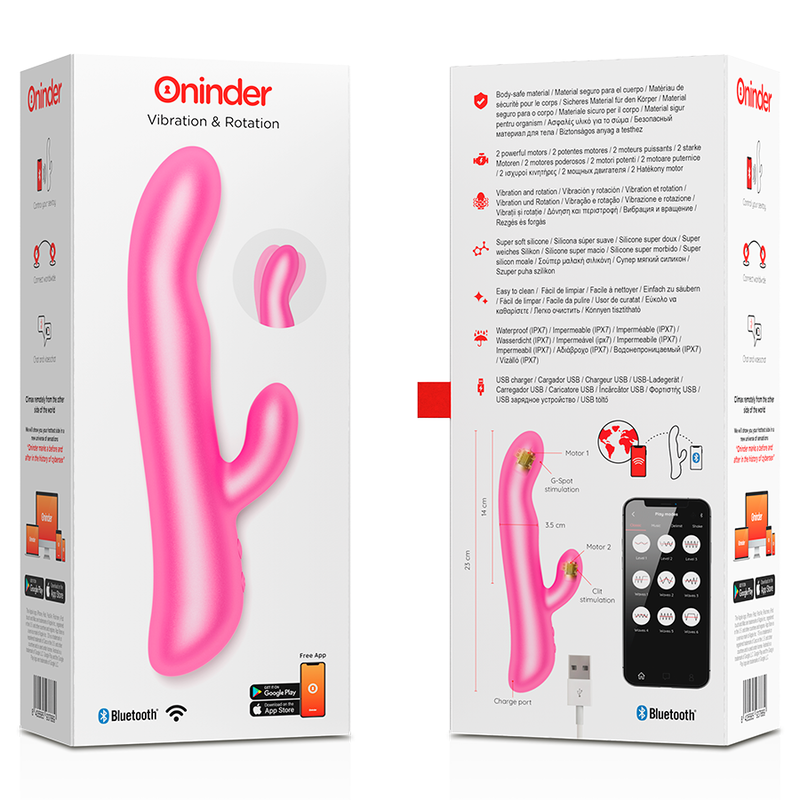 Vibratore Rabbit con Rotazione Oninder Oslo — App, Rosa