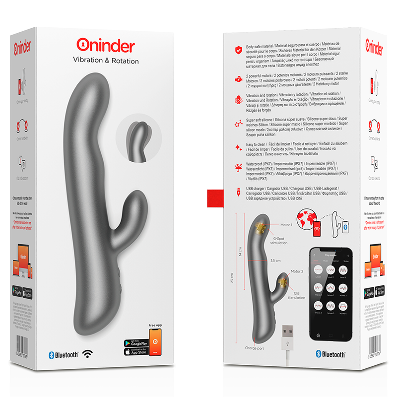 Vibratore Rabbit Vibrante Rotante Oninder Oslo — App, Nero