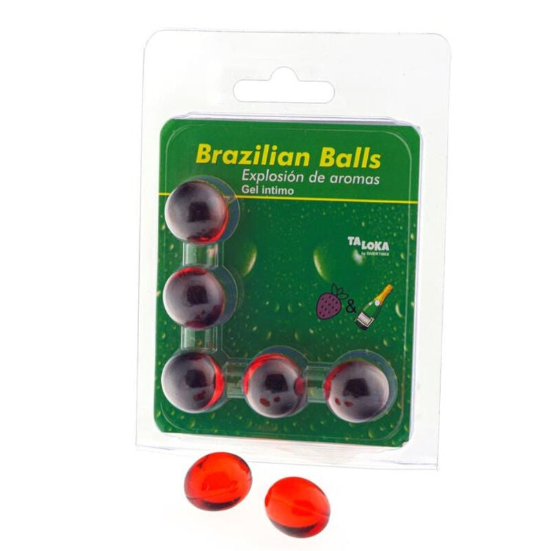 Gel Intimo Sfere Brasiliane Taloka — Fragola e Champagne, 5 pz