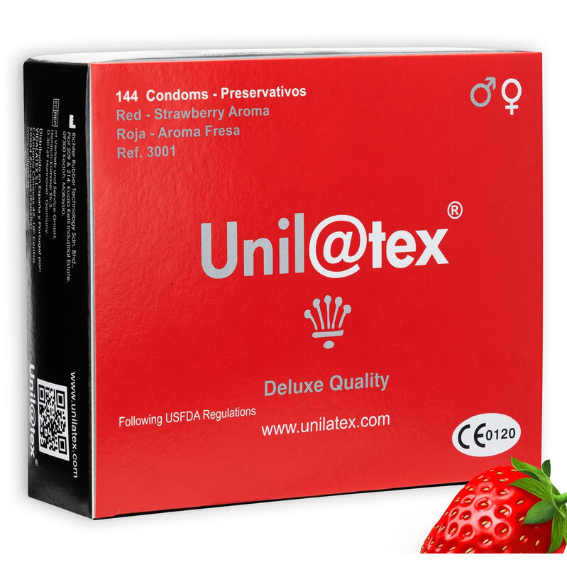 Preservativi alla Fragola Unilatex Rosso — 144 Unità
