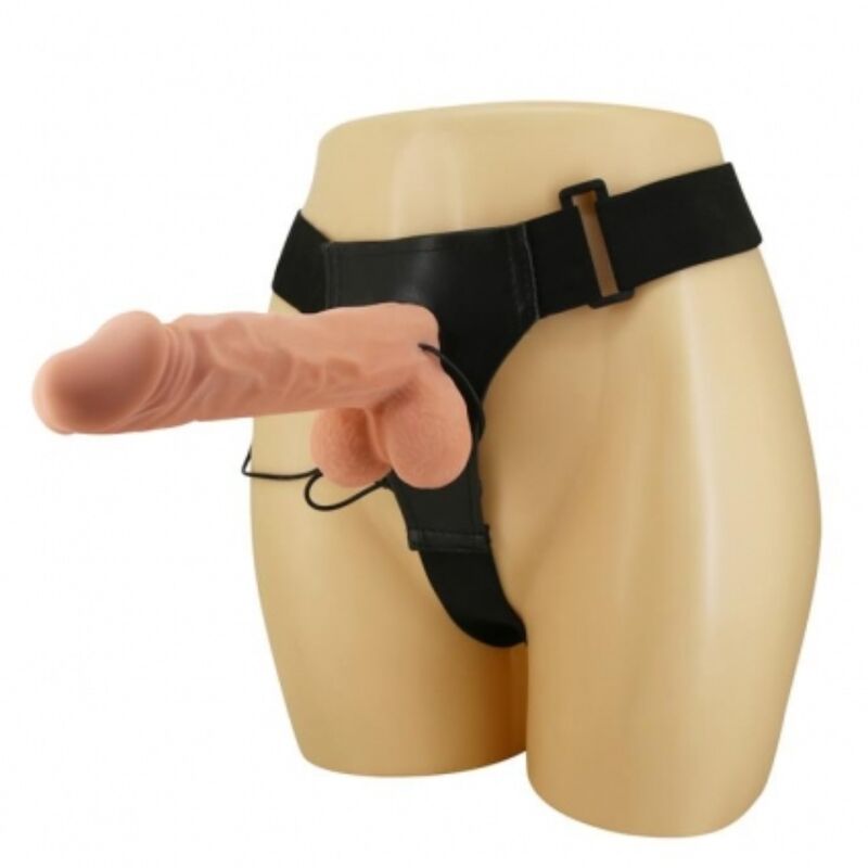Imbracatura Strapless Vibrante Baile — Dildo 24 cm, Naturale