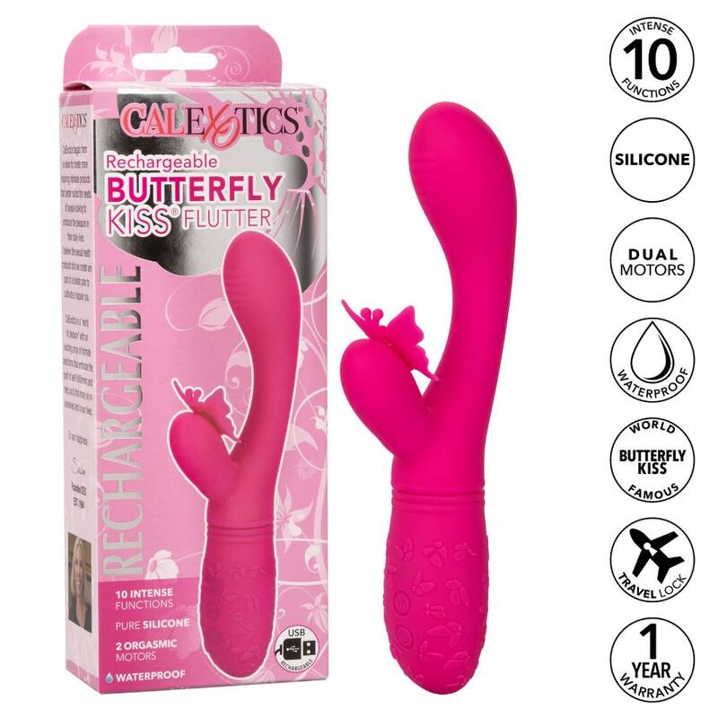 Stimolatore Vulvare Vibrante Calexotics Butterfly Kiss Flutter — Rosa