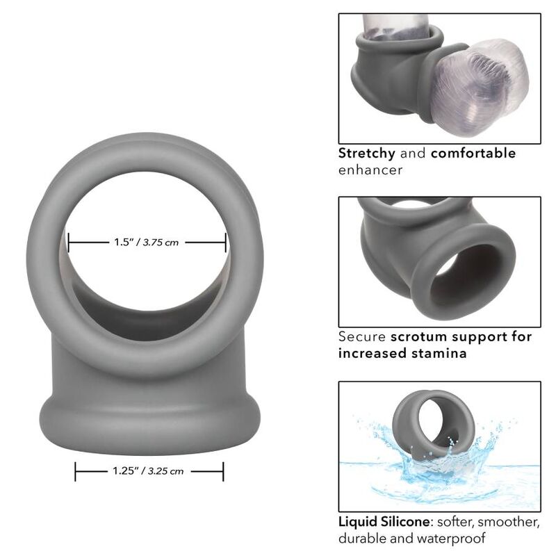 Anello Fallico Vibrante Calexotics Alpha Precision — Silicone Grigio