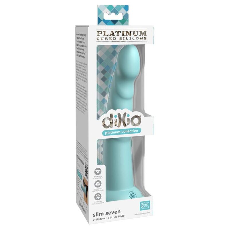 Dildo Slim Dillio Slim Seven — Silicone Platino, 18 cm, Verde