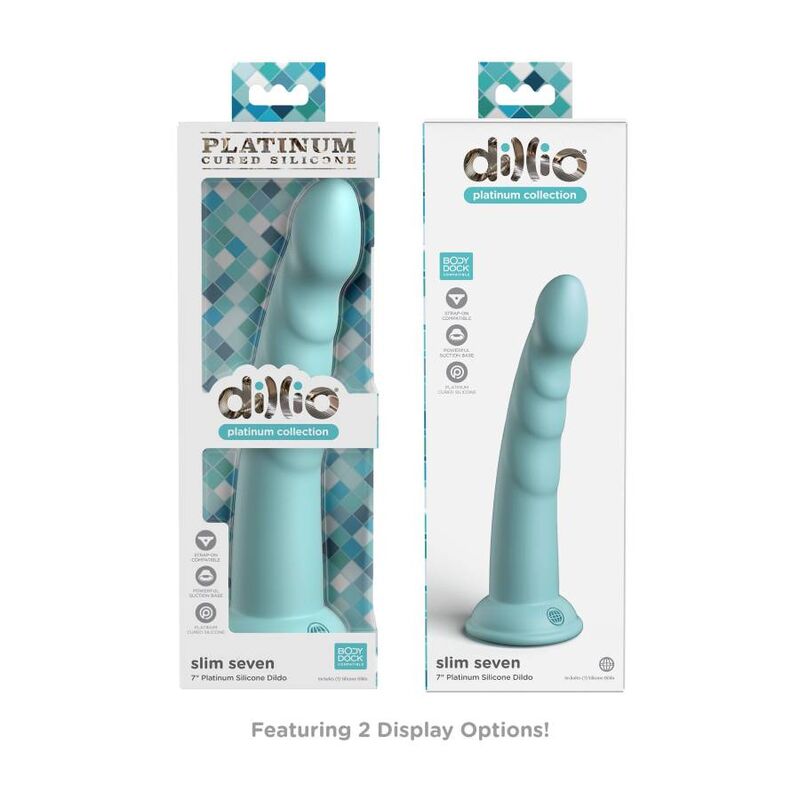 Dildo Slim Dillio Slim Seven — Silicone Platino, 18 cm, Verde
