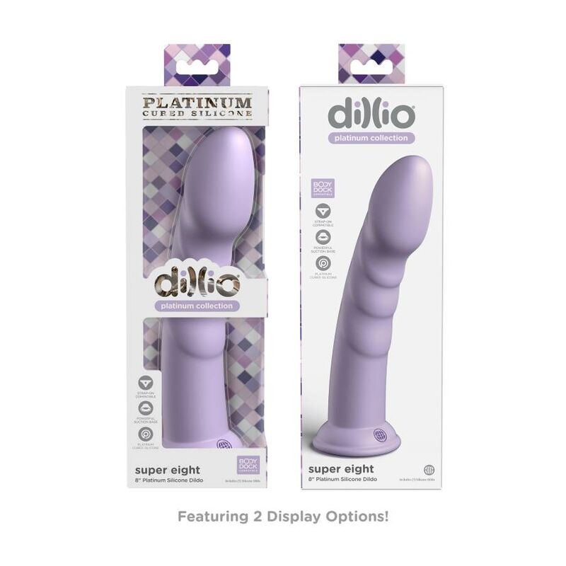 Dildo con Ventosa Dillio Super Eight — Silicone, 20 cm viola