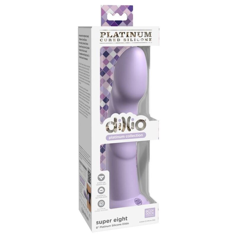 Dildo con Ventosa Dillio Super Eight — Silicone, 20 cm viola