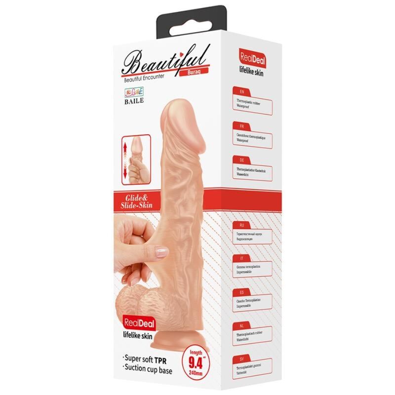 Dildo Realistico Flessibile Baile Buraq — con Ventosa, 24 cm