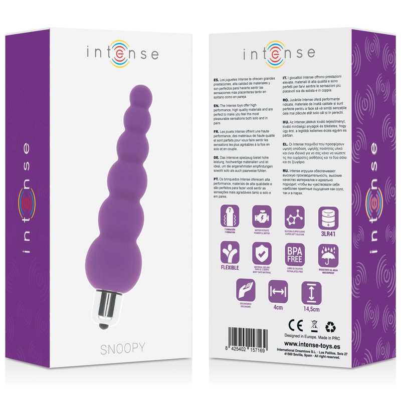 Plug Anale Vibrante Intense Snoopy — Silicone, 7 Velocità, Lilla