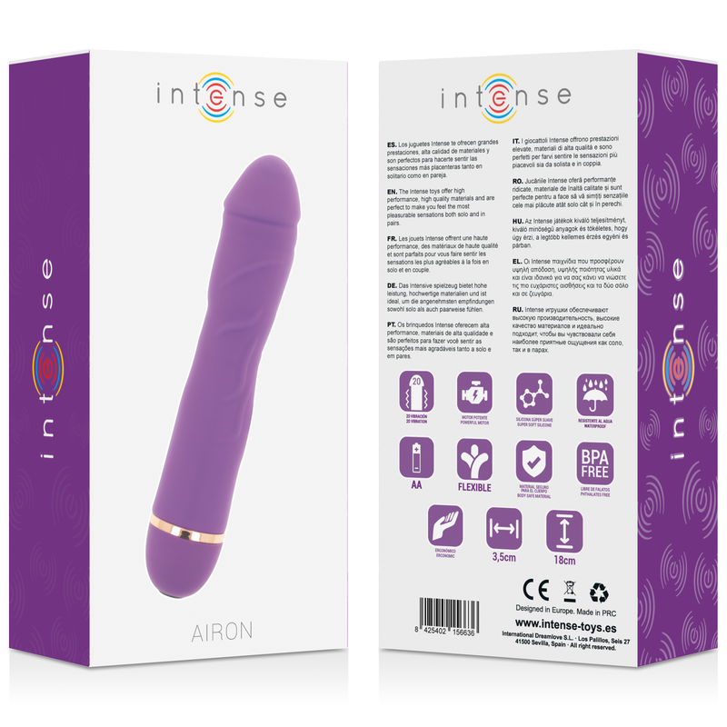 Vibratore Clitoride Intense Airon — Silicone, 20 Velocità, Lilla