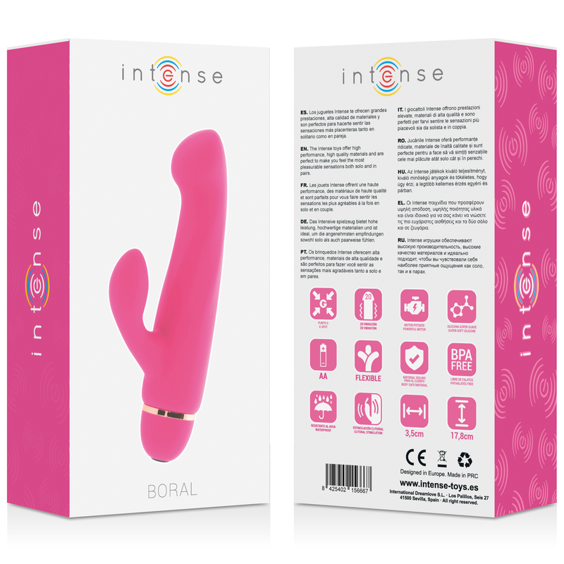 Vibratore Clitoride Intense Boral — Silicone, 20 Velocità, Rosa