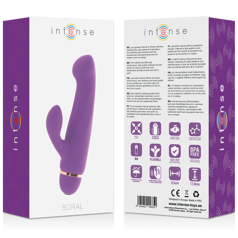 Vibratore Clitoride Intense Boral — Silicone, 20 Velocità, Lilla