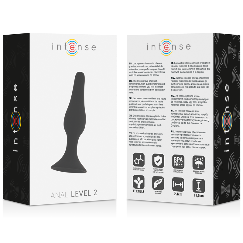 Plug Anale in Silicone Intense Anal Level 2 — 11,5 cm, Nero