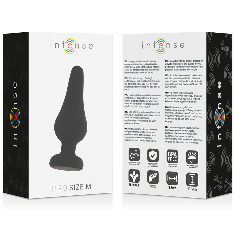 Plug Anale in Silicone Intense Pipo M — 11 cm, Nero