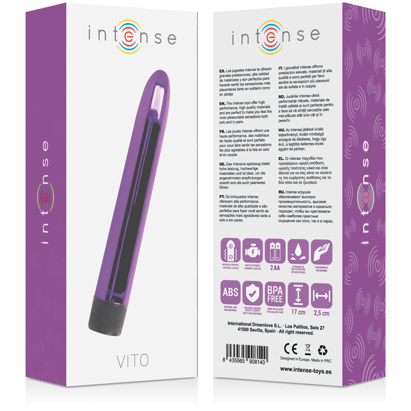 Vibratore Doppio Intense Vito — Silicone, 17 cm, Lilla