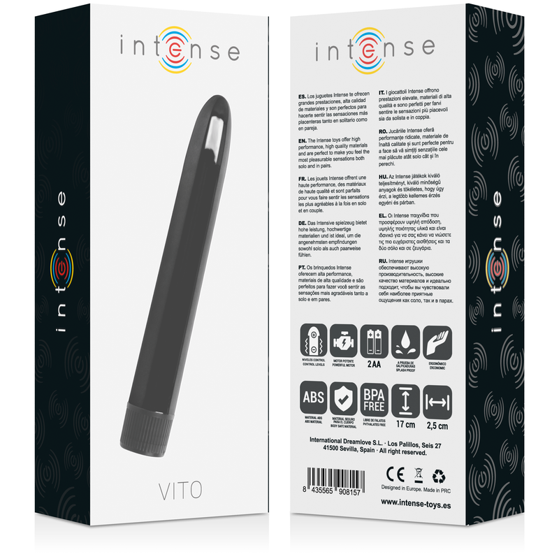 Vibratore Classico Intense Fun Toys Vito — 17 cm, Nero